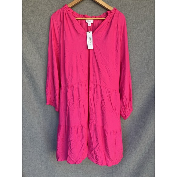The Drop Dresses & Skirts - The Drop X Caralyn Mirand Sz XXL Pink Ruffle-Neck‎ Tiered Mini Dress Pockets